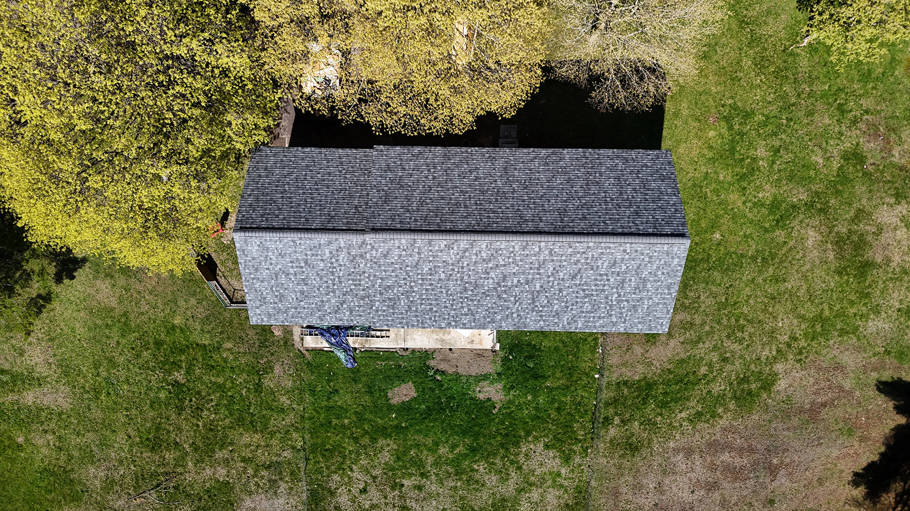 New shingle roof installed second story addition Williston Vermont overhead