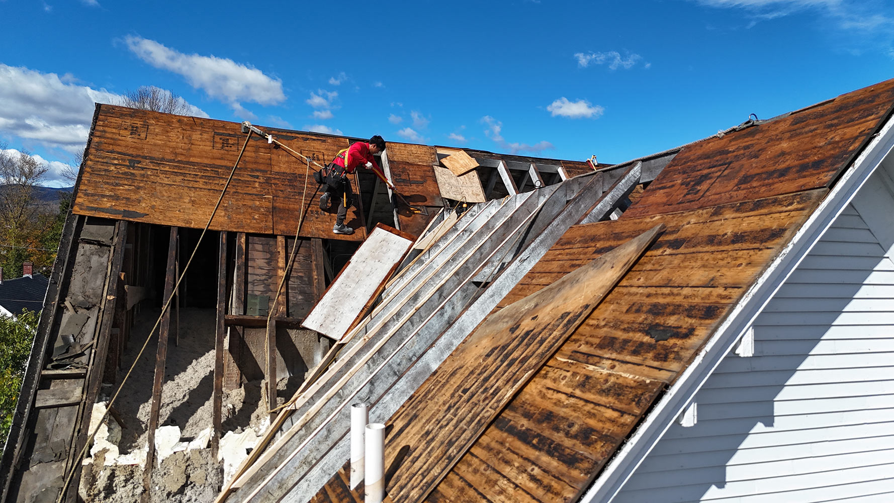 Roof repair and reframing Vermont Rivers Construction