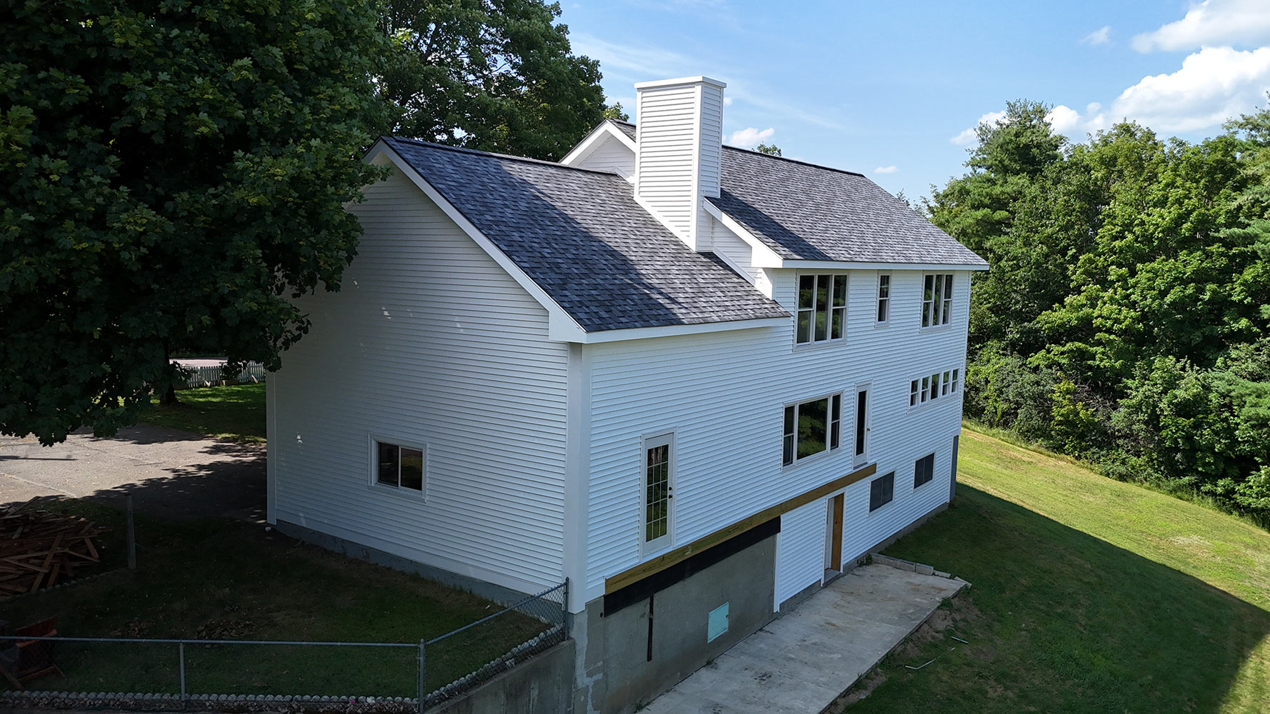 Completed full home addition aerial view Williston Vermont Rivers Construction